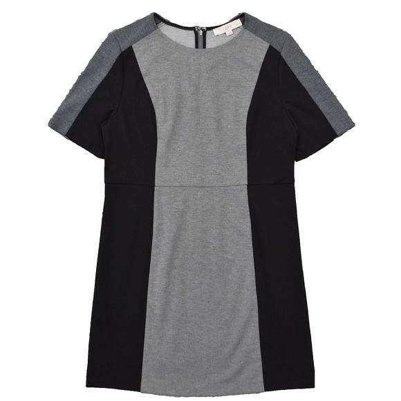 Loft Women's Size 12P Sheath Dress Gray Knee Length Casual Polyester Short Sle - Picture 1 of 8